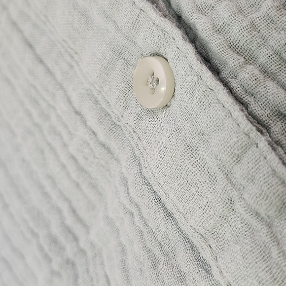 DIP Women's Soft Textured Fabric Lt. Blue Button Down Long Sleeve Oversized Top - Picture 4 of 9